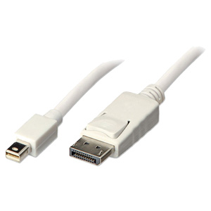 mini-displayport and displayport cable in white male connector